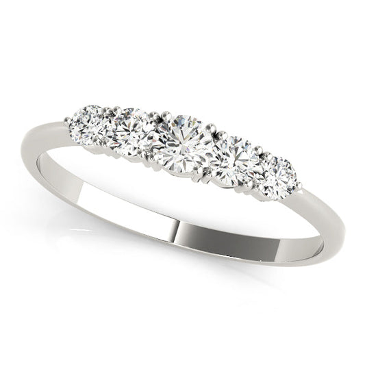 0.25ct Lab-Grown Round Diamond 5-Stone Minimal Shared Prong Setting Diamond Ring, DE Color VVS Clarity