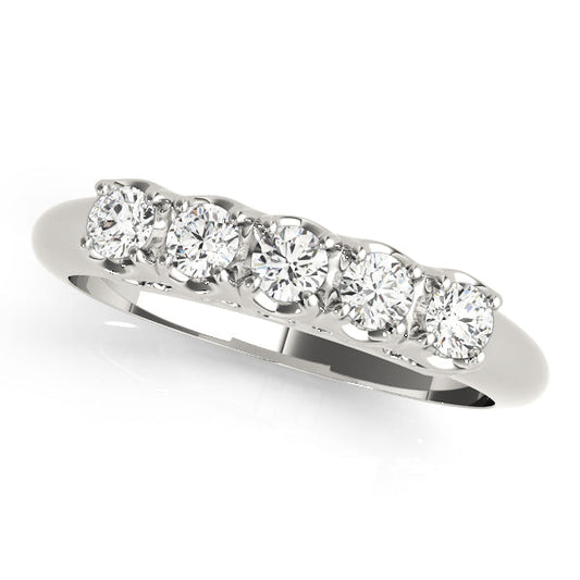 0.33ct Lab-Grown Round Diamond 5-Stone French Style Prong Setting Diamond Ring, DE Color VVS Clarity
