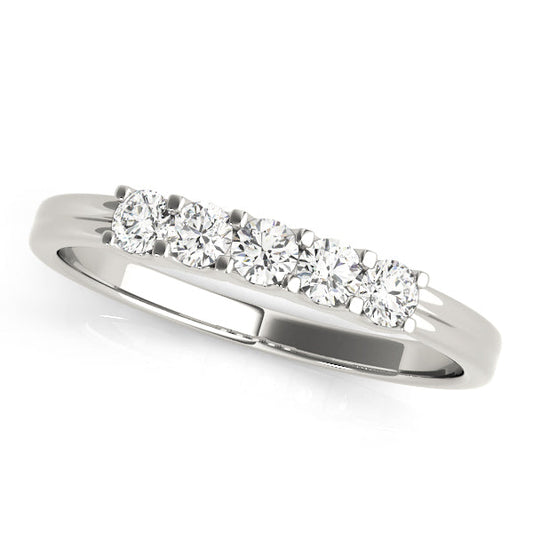 0.20Ct - 1.65Ct Lab-Grown Round Diamond Shared Prong Setting 5-Stone Diamond Ring, DE Color VVS Clarity