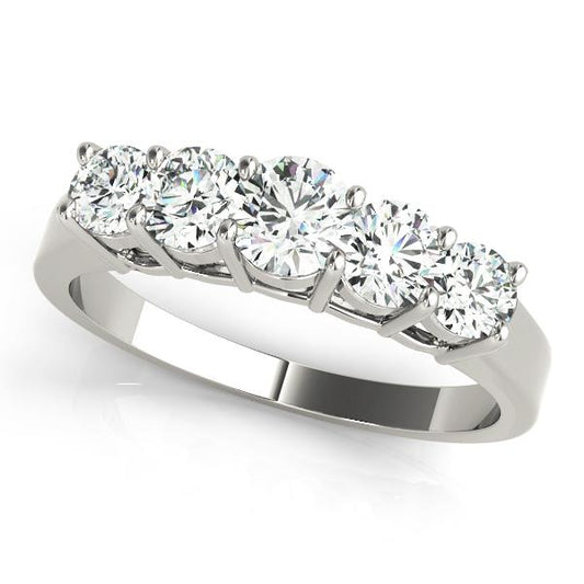 0.25Ct - 1.00Ct Lab-Grown Round Diamond Rectangular Basket Style Shared Prong Setting 5-Stone Diamond Ring, DE Color VVS Clarity
