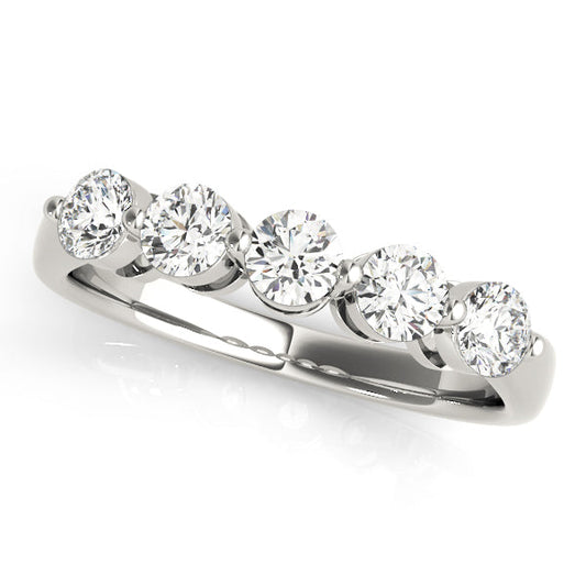 0.25Ct - 1.50Ct Lab-Grown Round Diamond Refined Shared Prong Setting 5-Stone Diamond Ring, DE Color VVS Clarity