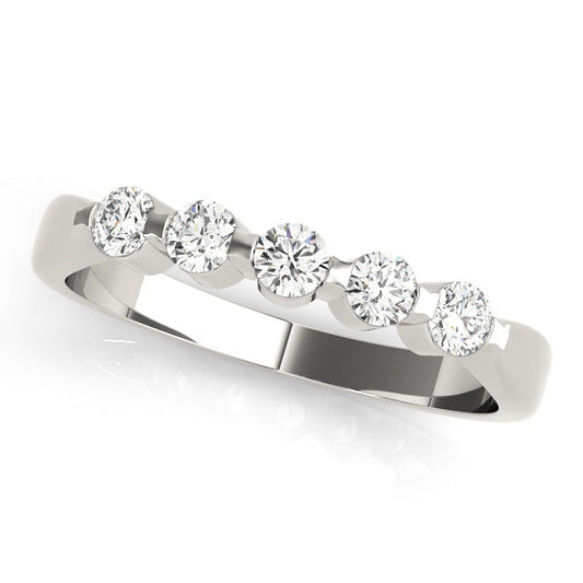0.50ct Lab-Grown Round Diamond 5-Stone Bar Setting Diamond Ring, DE Color VVS Clarity