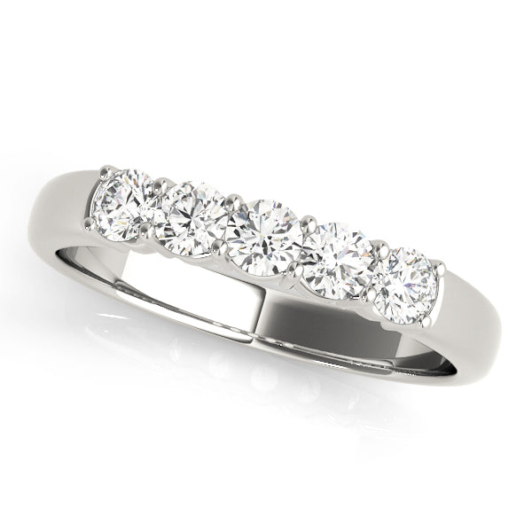 0.50ct Lab-Grown Round Diamond 5-Stone Shallow Scalloped Shared Prong Setting Diamond Ring, DE Color VVS Clarity