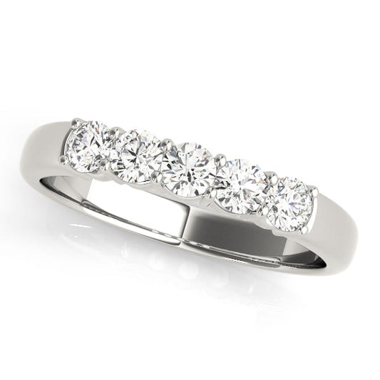 0.50ct Lab-Grown Round Diamond 5-Stone Shallow Scalloped Shared Prong Setting Diamond Ring, DE Color VVS Clarity
