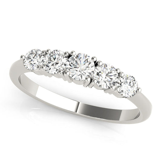 0.50ct Lab-Grown Round Diamond 5-Stone Low Basket Petite Shared Prong Setting Diamond Ring, DE Color VVS Clarity