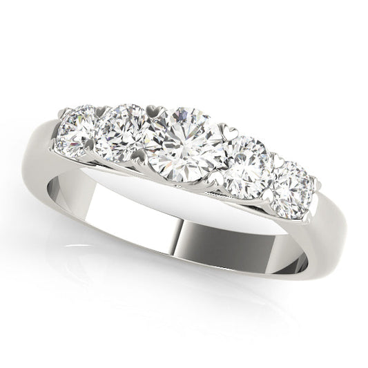 0.25Ct - 2.00Ct Round Lab-Grown Diamond Shared Prong Trellis Setting 5-Stone Diamond Ring, DE Color VVS Clarity