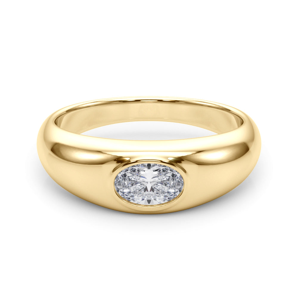 IGI Lab-Grown Oval Diamond Horizontal Bezel Solitaire Engagement Ring