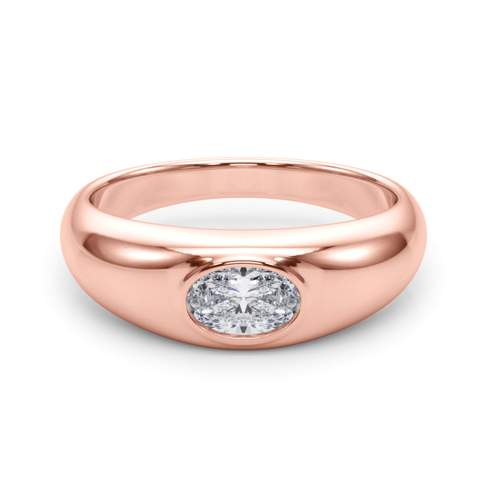 IGI Lab-Grown Oval Diamond Horizontal Bezel Solitaire Engagement Ring
