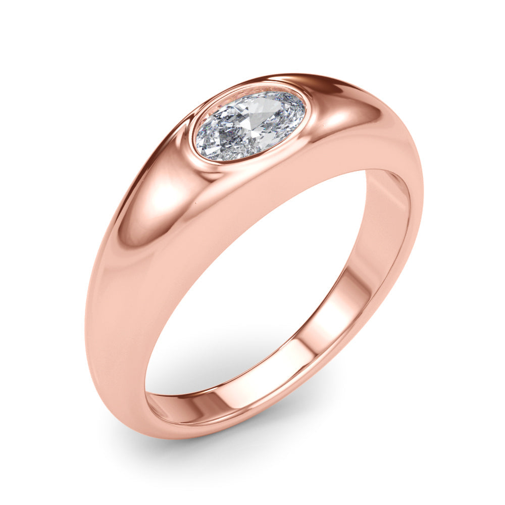 IGI Lab-Grown Oval Diamond Horizontal Bezel Solitaire Engagement Ring