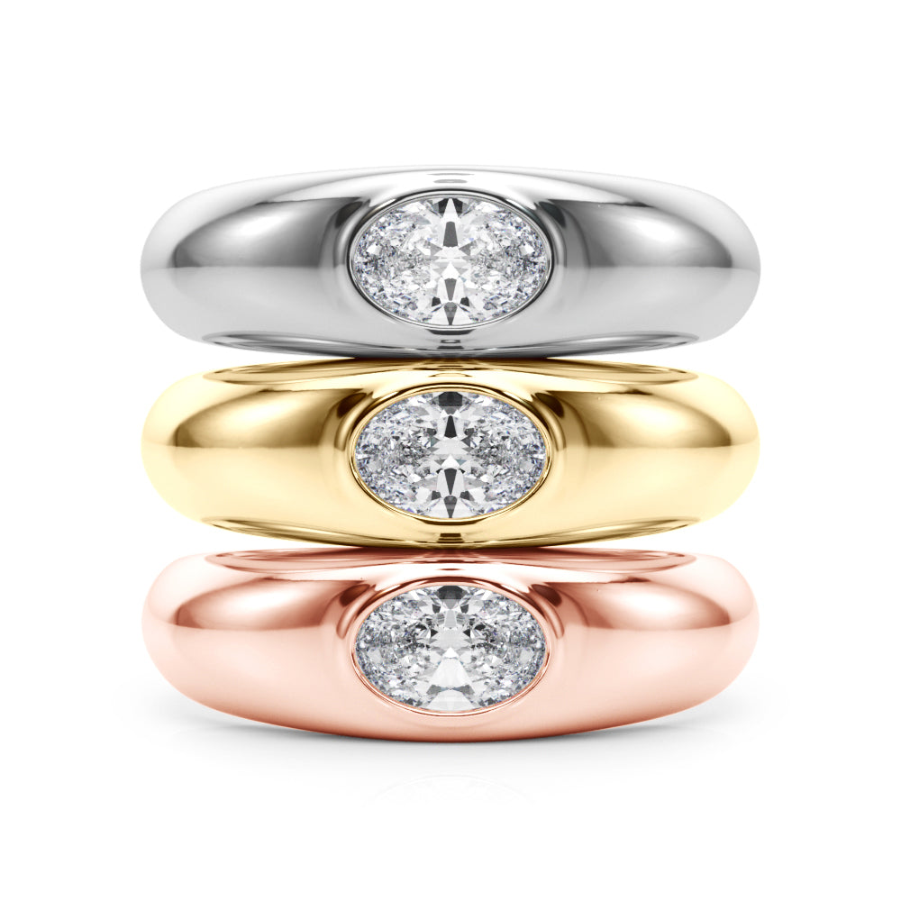 IGI Lab-Grown Oval Diamond Horizontal Bezel Solitaire Engagement Ring
