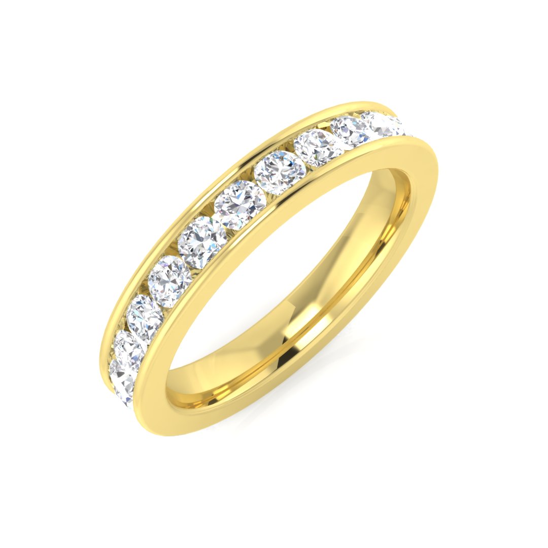 0.50-3.00ct Lab-Grown Round Cut D/VVS Diamond Channel Set Full Eternity Ring.