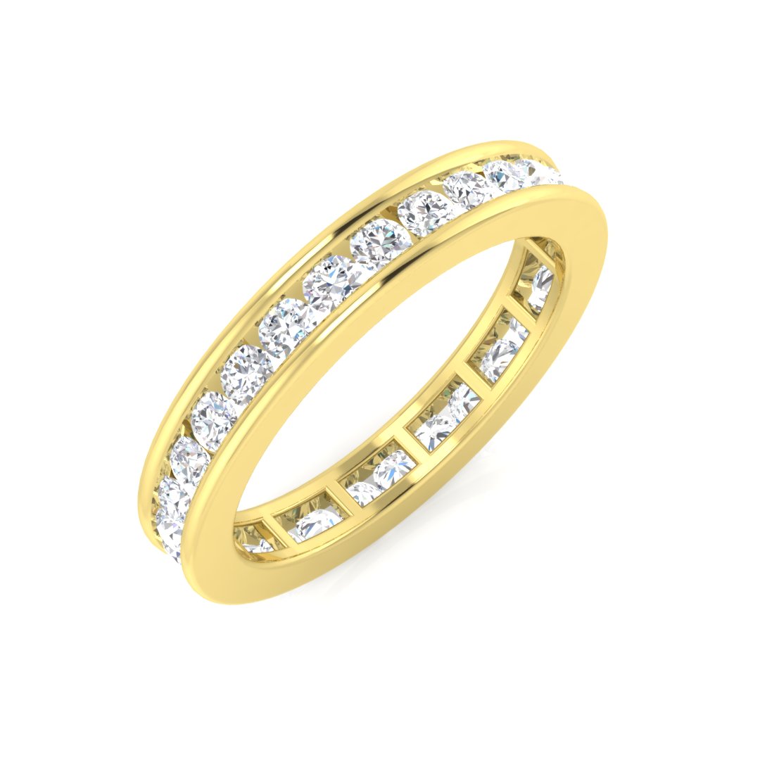 0.50-3.00ct Lab-Grown Round Cut D/VVS Diamond Channel Set Full Eternity Ring.