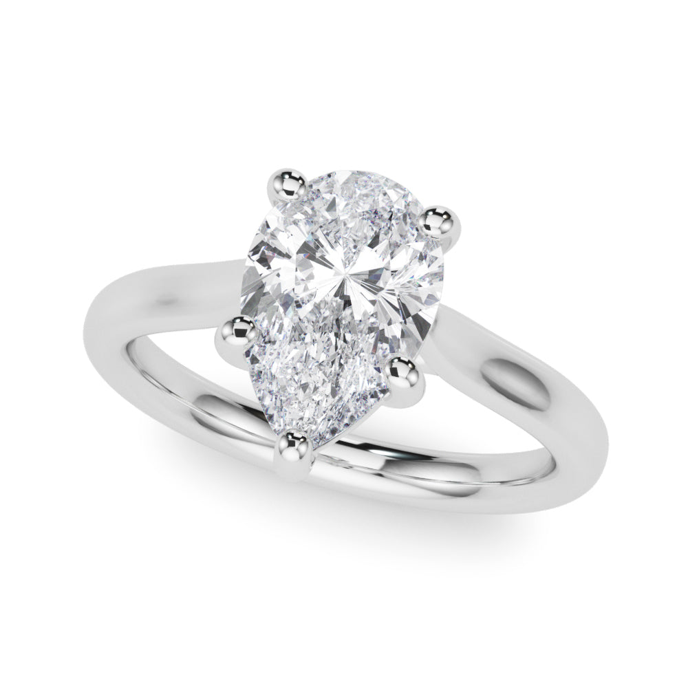 IGI Lab-Grown Pear Diamond Five Prong Solitaire Engagement Ring, D Color VVS Clarity