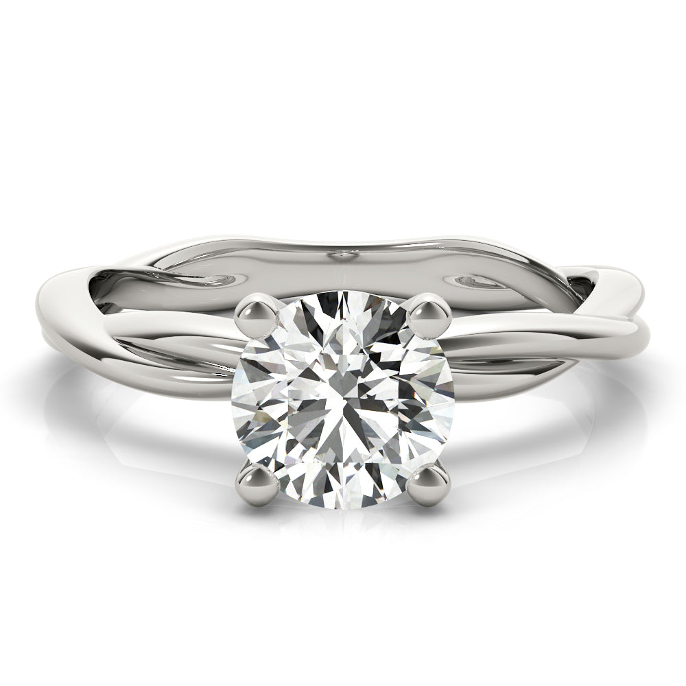 IGI Lab-Grown Round Cut D-VVS Diamond Twisted Engagement Ring.