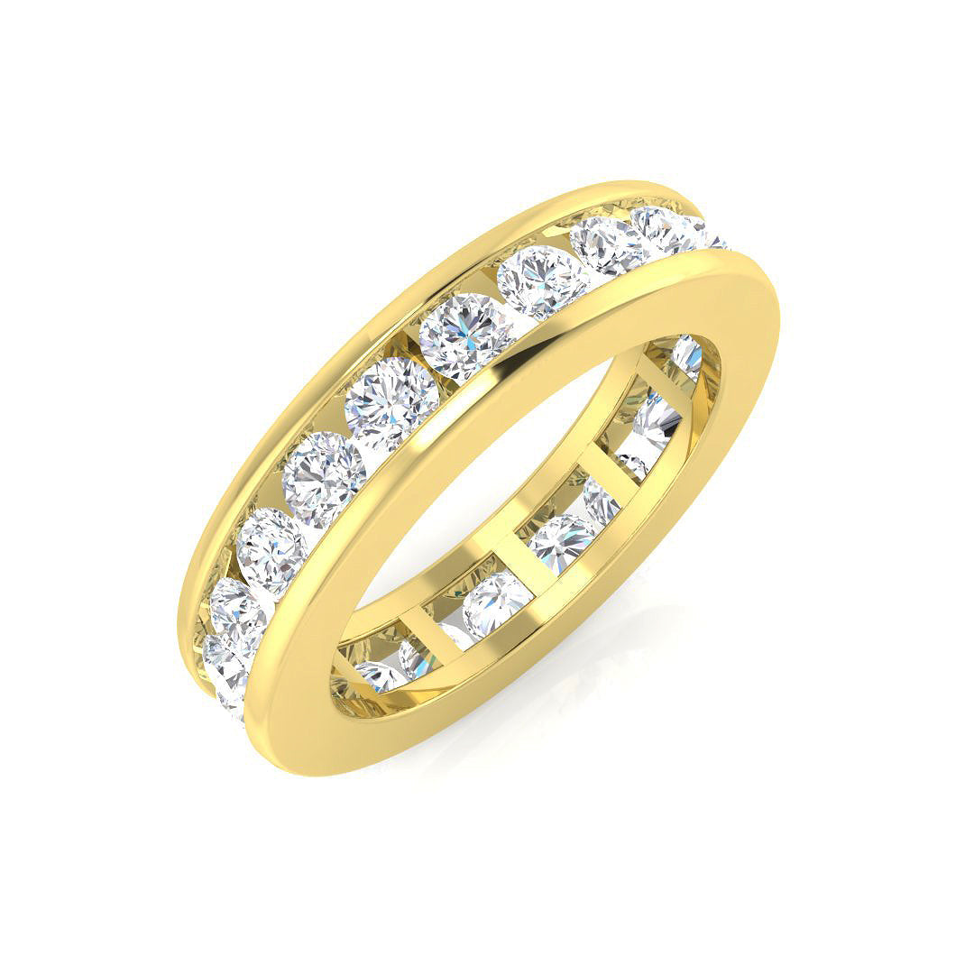 0.50-3.00ct Lab-Grown Round Cut D/VVS Diamond Channel Set Full Eternity Ring.