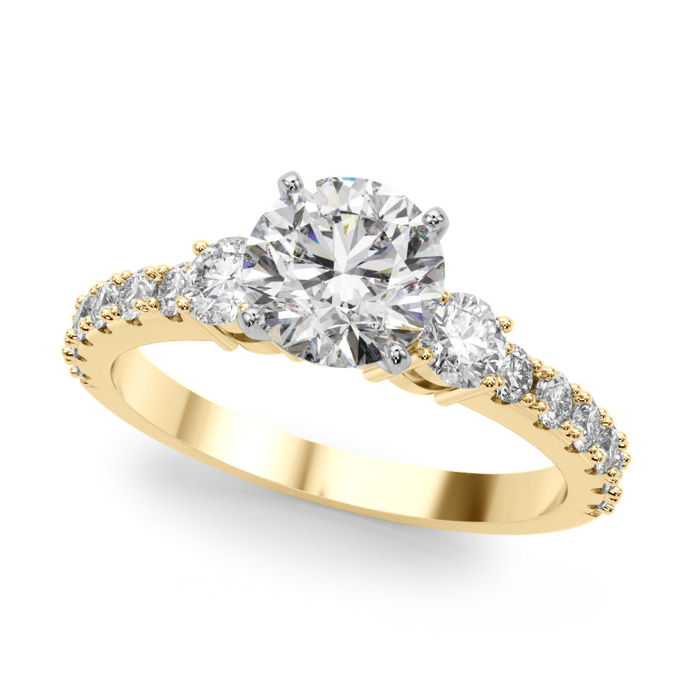 Lab-Grown Round Cut Diamond Three Stone Engagement Ring Available in 0.50-2.00ct