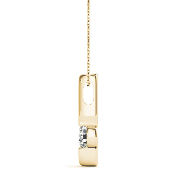 D-VVS Round Cut Lab-Grown Diamond Bar Setting Necklace Pendant For Women