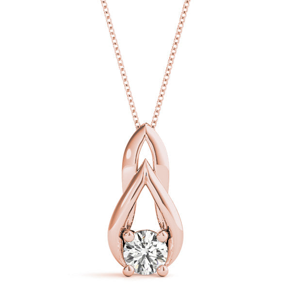 0.20 Ct To 2.00 Ct Natural Round Solitaire Diamond Pendant in 4-Prong Teardrop