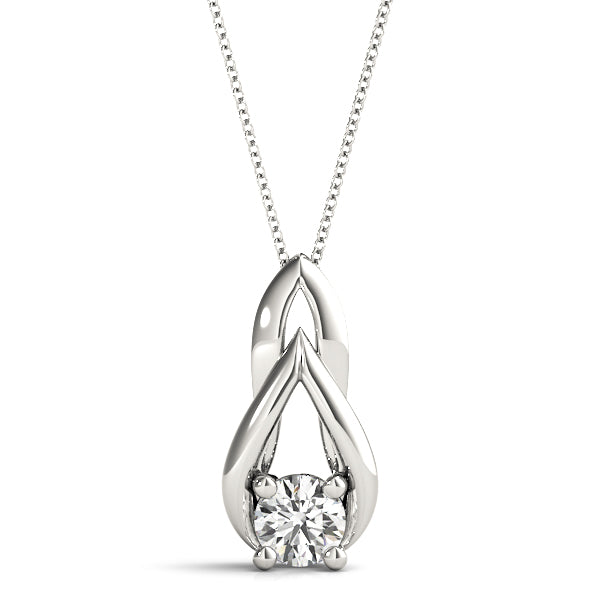 0.20 Ct To 2.00 Ct Natural Round Solitaire Diamond Pendant in 4-Prong Teardrop