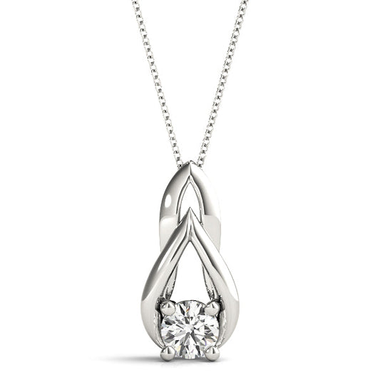 0.20 Ct To 2.00 Ct Natural Round Solitaire Diamond Pendant in 4-Prong Teardrop