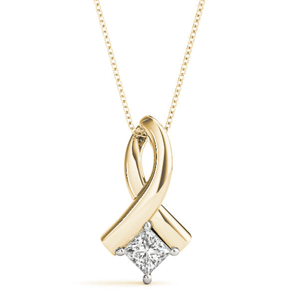 Lab-Grown D-VVS Princess-Cut Diamond Twist Pendant Necklace  For Women