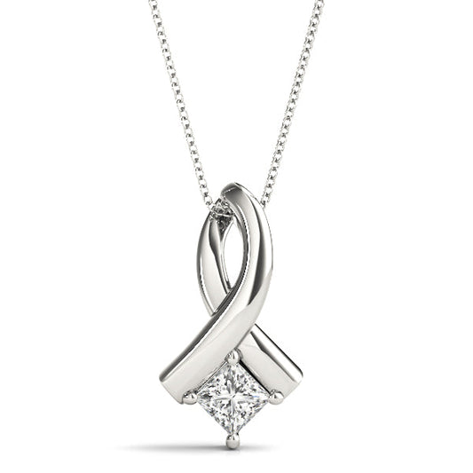 Lab-Grown D-VVS Princess-Cut Diamond Twist Pendant Necklace  For Women