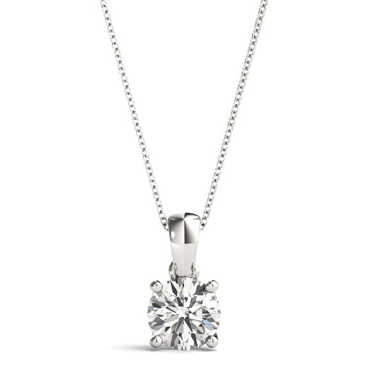 Natural Round Solitaire Diamond Pendant For Women, 4 Claw Set, 0.20 Ct To 2.00 Ct