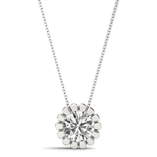 0.20 Ct To 2.00 Ct Natural Round Diamond Flower Shape Pendant