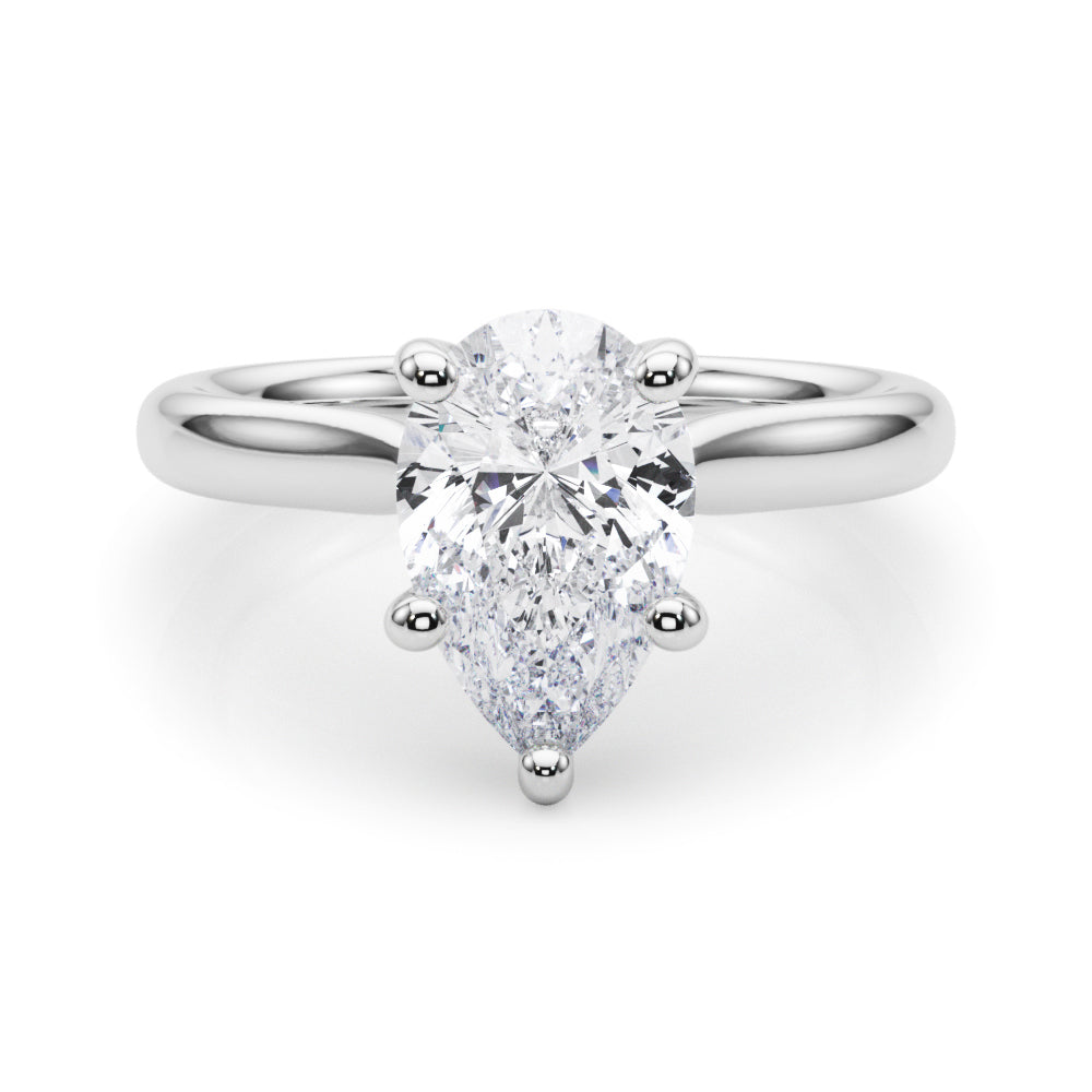 IGI Lab-Grown Pear Diamond Five Prong Solitaire Engagement Ring, D Color VVS Clarity
