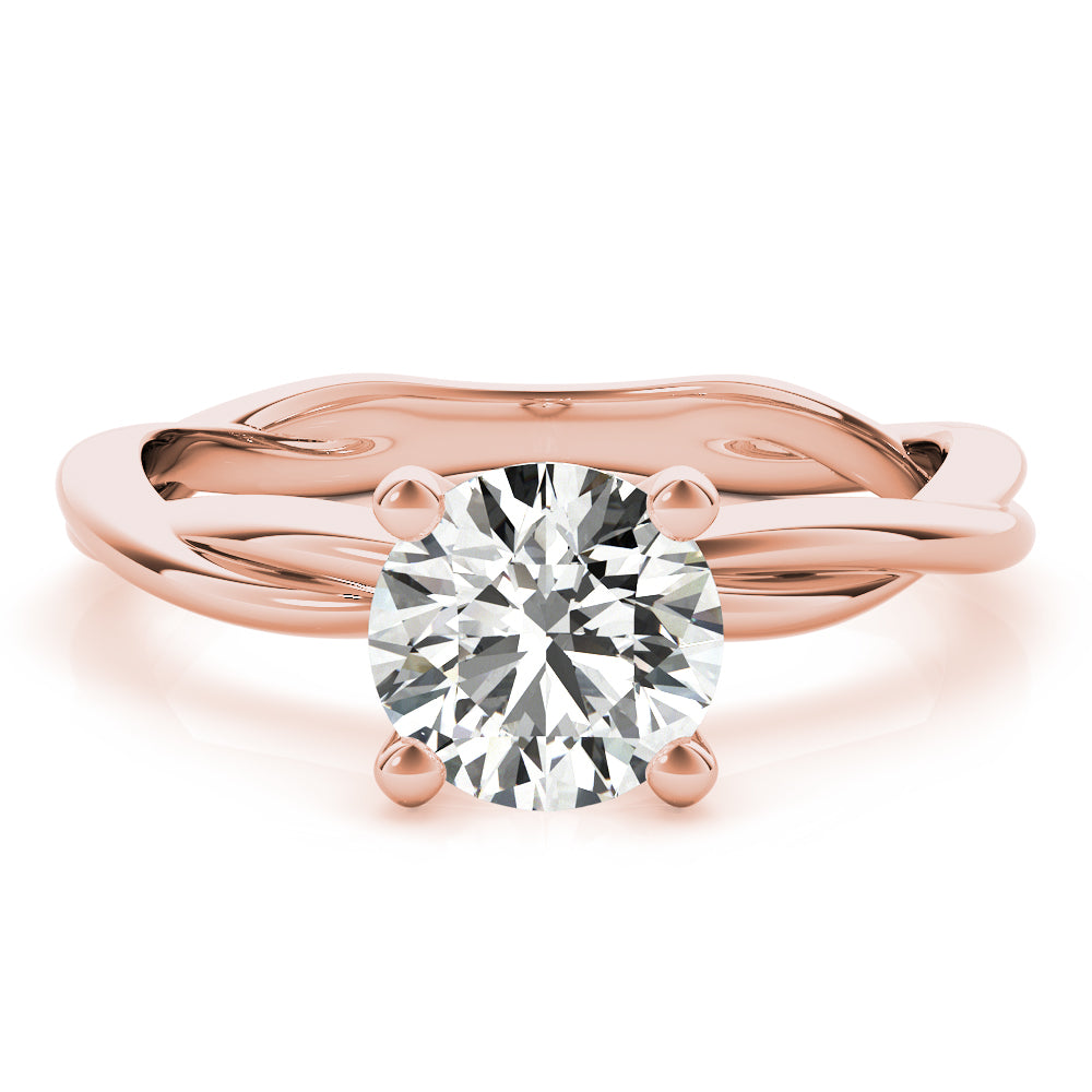 IGI Lab-Grown Round Cut D-VVS Diamond Twisted Engagement Ring.