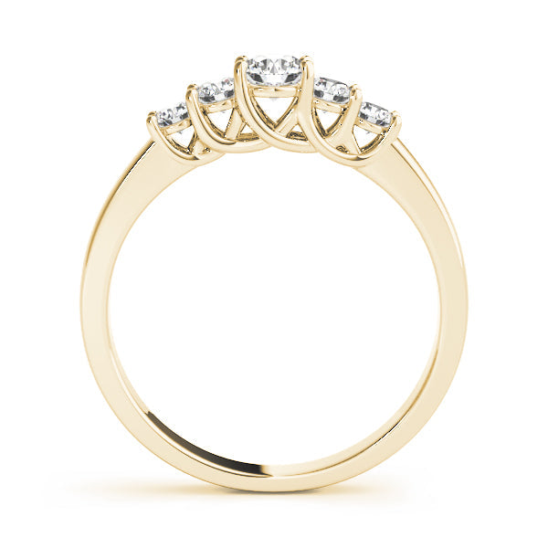 0.25-1.00ct Lab-Grown Round Diamond 5-Stone Scalloped Prong Diamond Ring, DE Color VVS Clarity