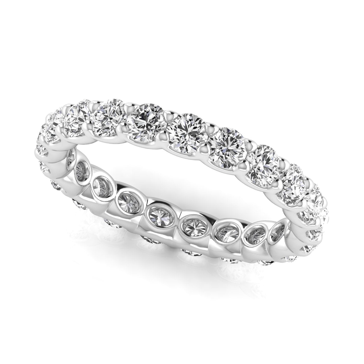 0.50-3.00ct Lab-Grown D/VVS Round Cut Diamond Four Prong Claw Set Full Eternity Wedding Ring