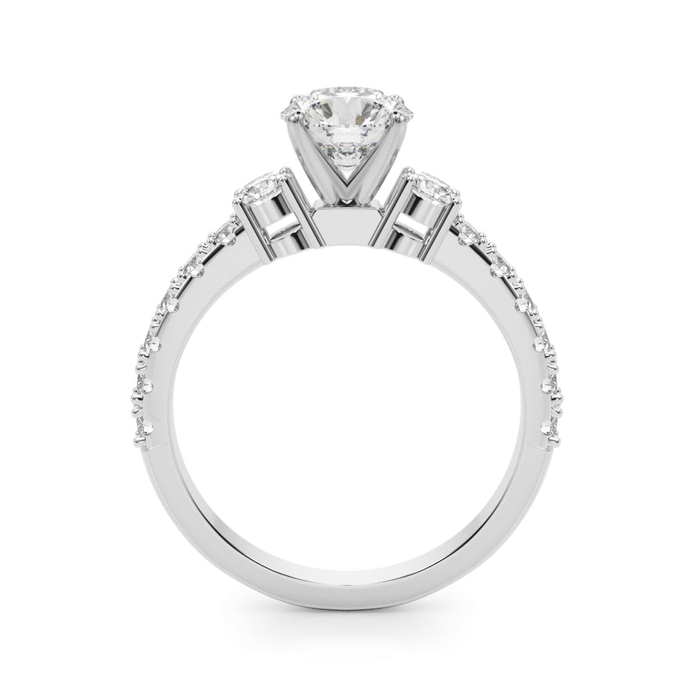 Lab-Grown Round Cut Diamond Three Stone Engagement Ring Available in 0.50-2.00ct