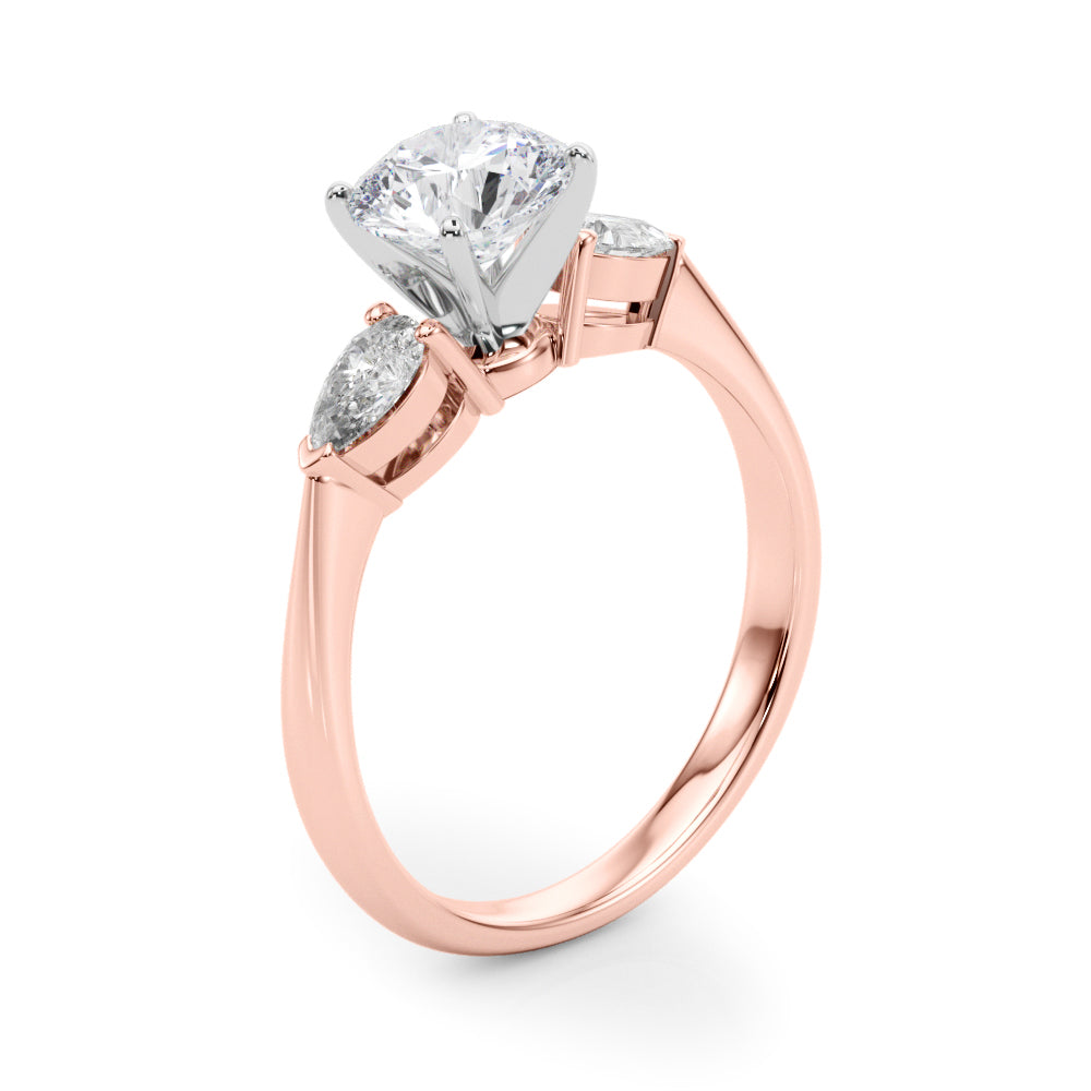 Lab Grown D/VVS Pear & Round Cut Diamond 3-Stone Engagement Ring
