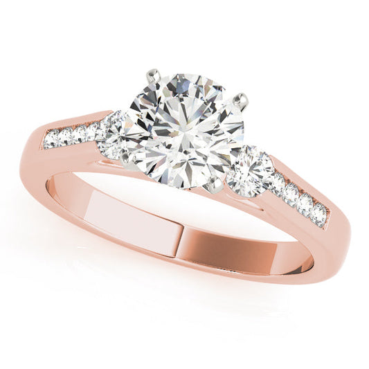 Lab Grown Round Cut D/VVS Diamond 3-Stone Engagement Ring