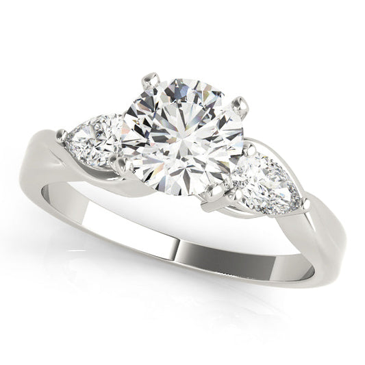 Lab Grown Three Stone Pear & Round Cut D/VVS Diamond Engagement Ring