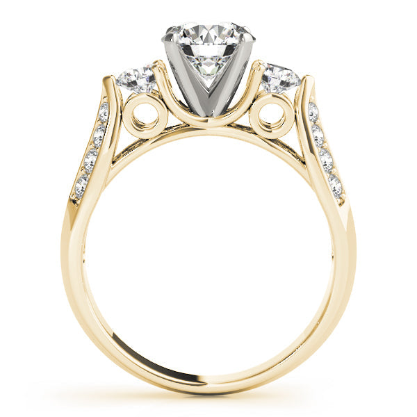 Lab Grown Three Stone Round Cut D/VVS Diamond Pave Set Ring