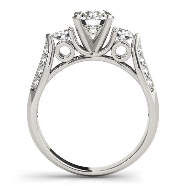 Lab Grown Three Stone Round Cut D/VVS Diamond Pave Set Ring