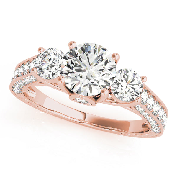 Three-Stone Round Cut Lab-Grown Diamond Engagement Ring with Split Shank