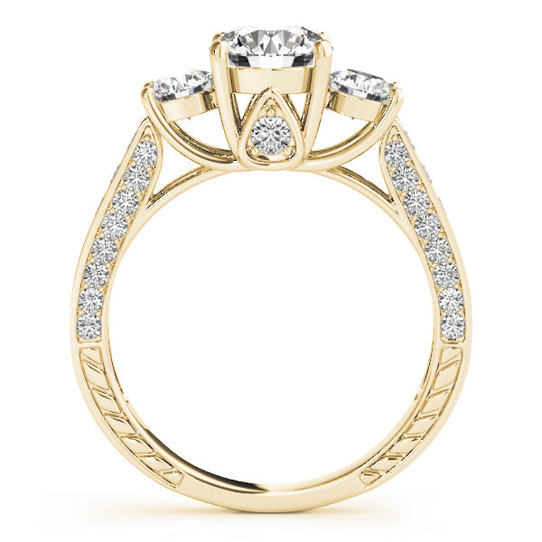 Three-Stone Round Cut Lab-Grown Diamond Engagement Ring with Split Shank