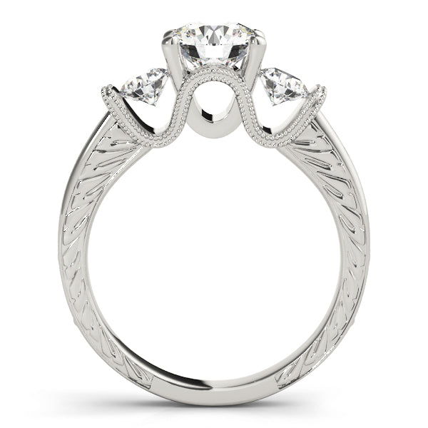 Lab-Grown Round Cut D/VVS Diamond Trilogy Engagement Ring