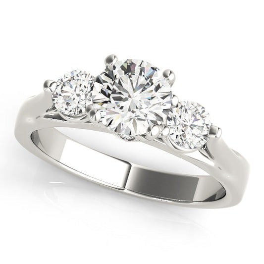 Three Stone Lab-Grown D/VVS Diamond Prong Setting Engagement Ring