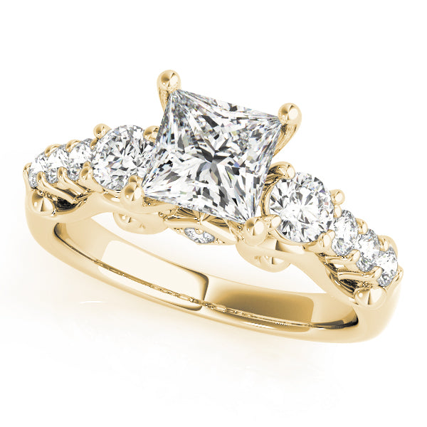 Lab-Grown Princess Cut D/VVS Diamond Side Stones Engagement Ring