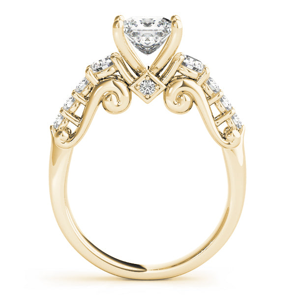 Lab-Grown Princess Cut D/VVS Diamond Side Stones Engagement Ring