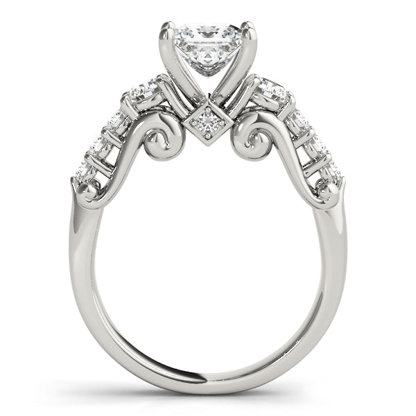 Lab-Grown Princess Cut D/VVS Diamond Side Stones Engagement Ring
