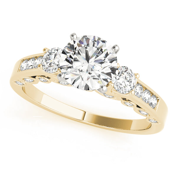 Lab-Grown Round Cut Prong-Set Diamond D/VVS 3-Stone Ring
