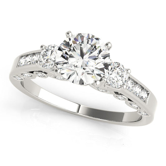 Lab-Grown Round Cut Prong-Set Diamond D/VVS 3-Stone Ring