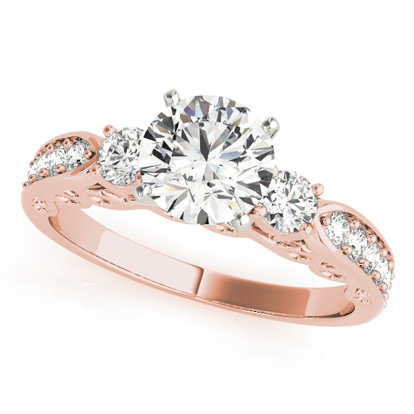 3 Stone Lab-Grown Diamond Engagement Round Cut Ring with Channel-Set
