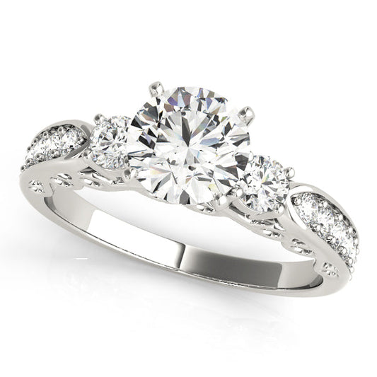3 Stone Lab-Grown Diamond Engagement Round Cut Ring with Channel-Set