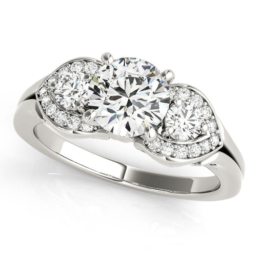 Three Stone Lab Grown Diamond Engagement Vintage Style Ring